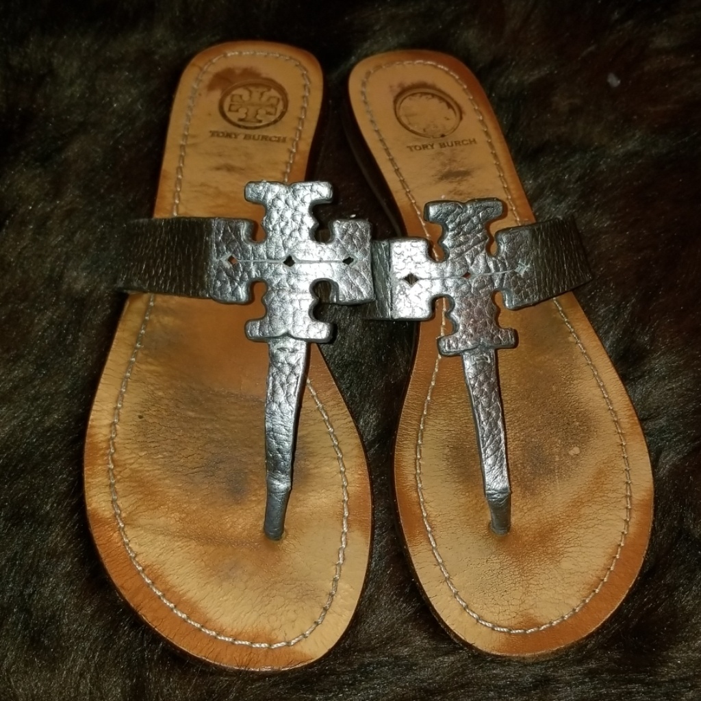 Tory Burch Moore Graphite Sandals, Size 8m